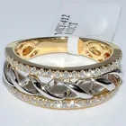 Винтажные женские кольца с полным алмазом, Очаровательные золотые обручальные кольца для женщин, изящные свадебные кольца с полыми кристаллами, обручальные однотонные кольца S925