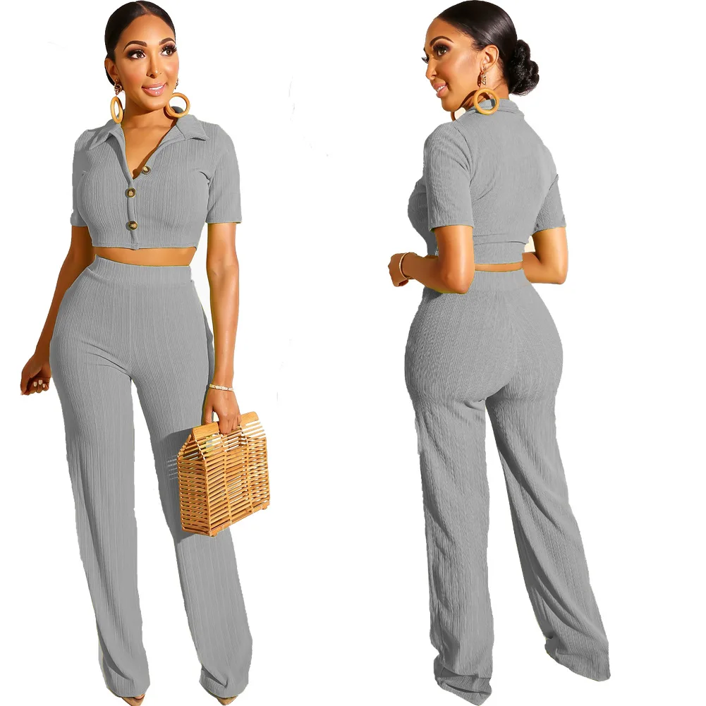 2019 женский летний вязаный свитер с коротким рукавом и отложным воротником топ