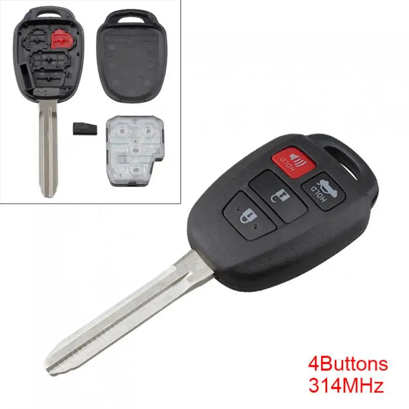 Черный ABS + металл 314 МГц 4 кнопки без ключа дистанционный Флип брелок HYQ12BEL с H чипом