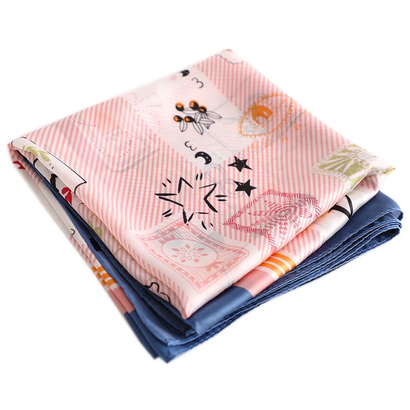 

Silk Scarf Women Foulard 70cm women's Square silk scarves lady luxury printed headscarf beach Sunscreen quality fashion shawl