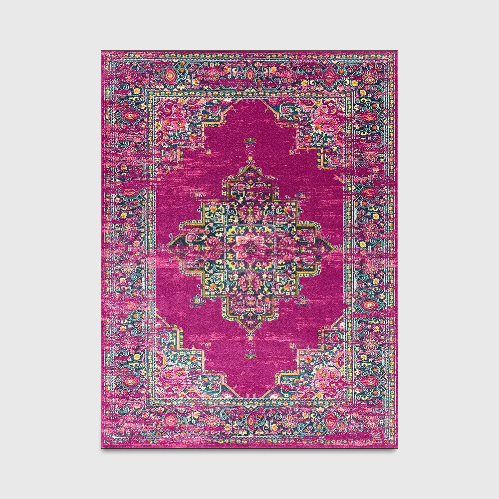 

fashion Retro Rose Purple Carpet Persian Ethnic style Carpets for Living room bedroom Area Rug Flannel Kids Room Play Floor Mats