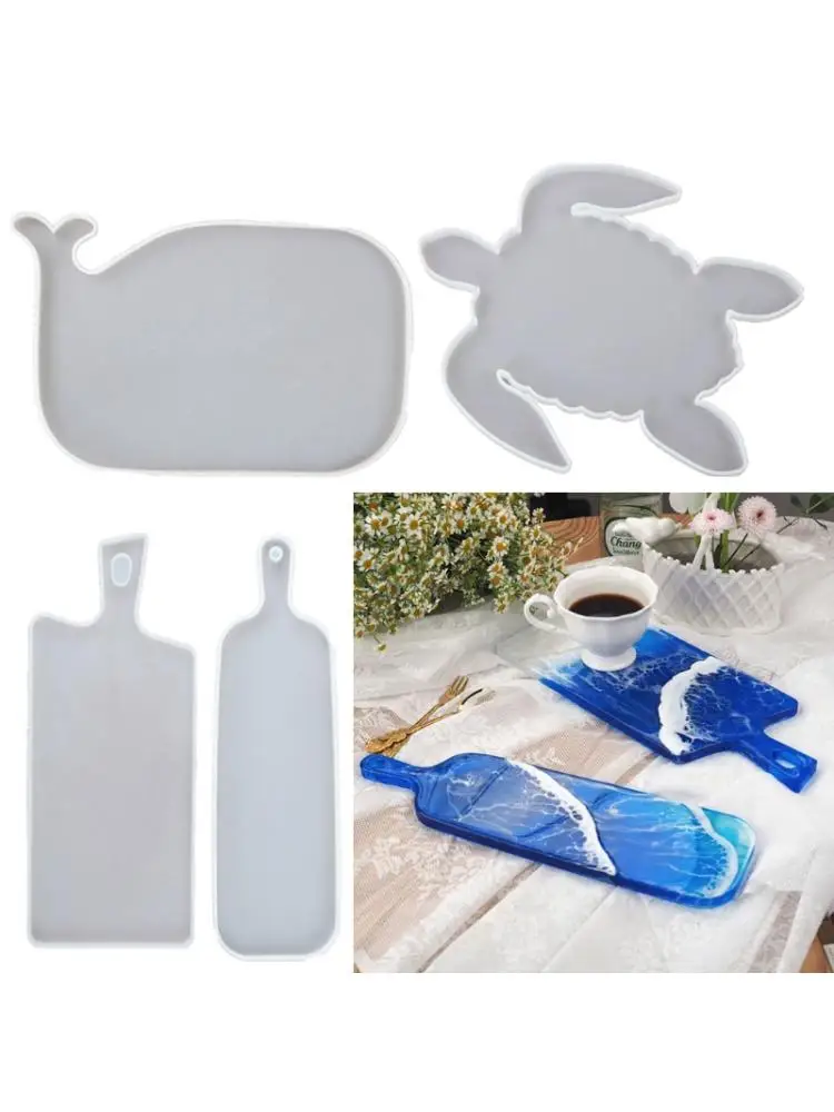 

4Pcs Tortoise Whale Tray Resin Casting Molds KitServing Tray Plate Coaster Molds B36D