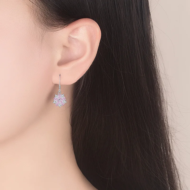 Серьги из серебра 925 пробы с розовым желейным глазом серьги в виде пиона и цветка