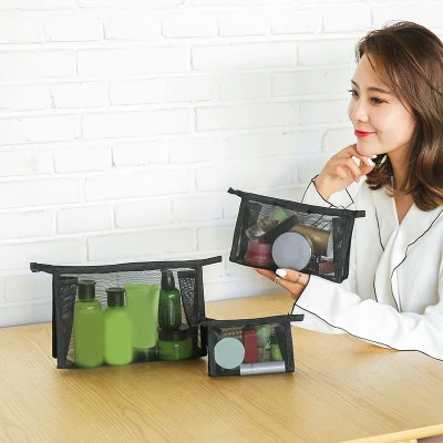 Сетчатая косметичка легкая прозрачная сумка на молнии косметический Органайзер