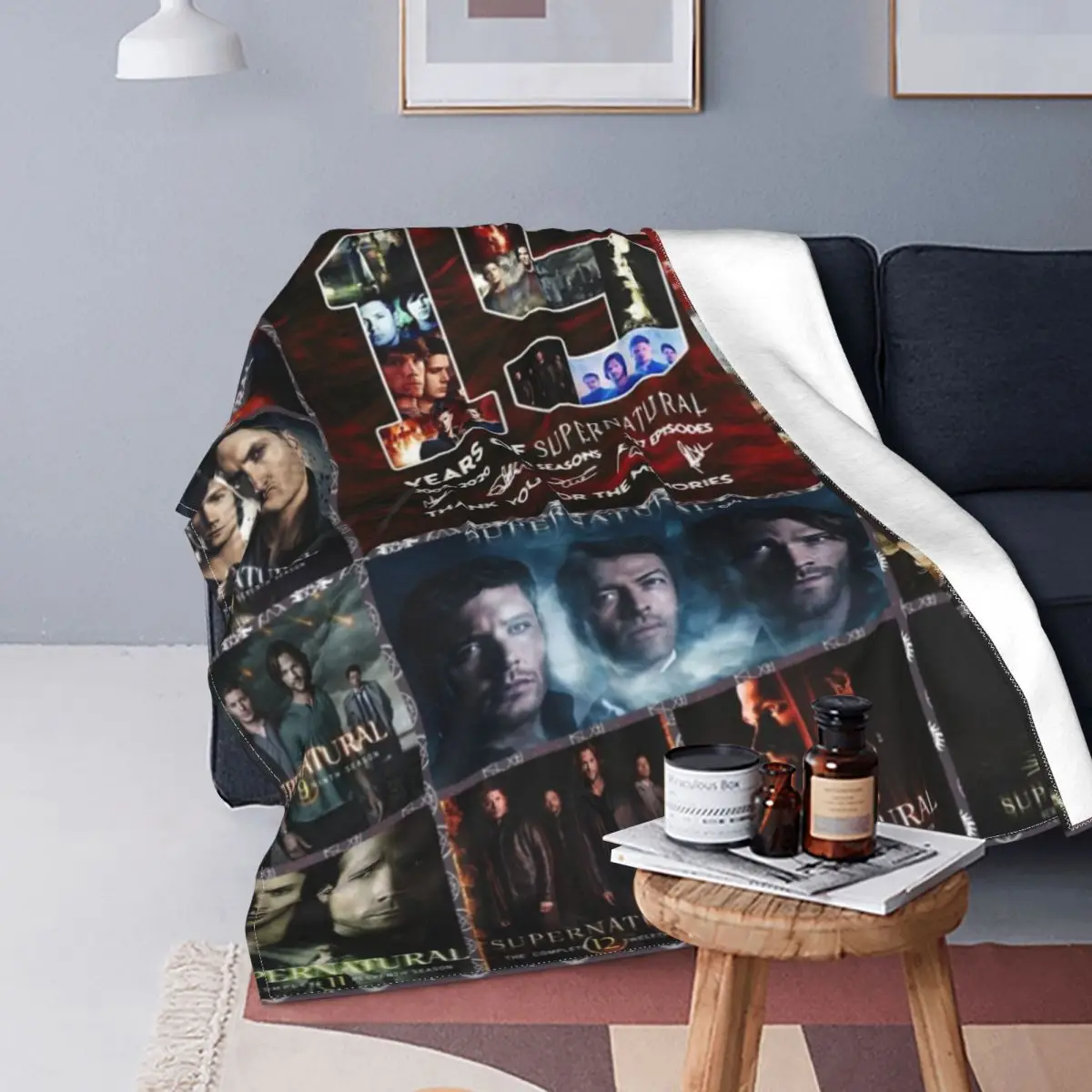

Mantas Supernatural de la película Sam Dean Castiel, manta peluda, ropa de cama, decoración de sofá, colchas suaves y cálidas