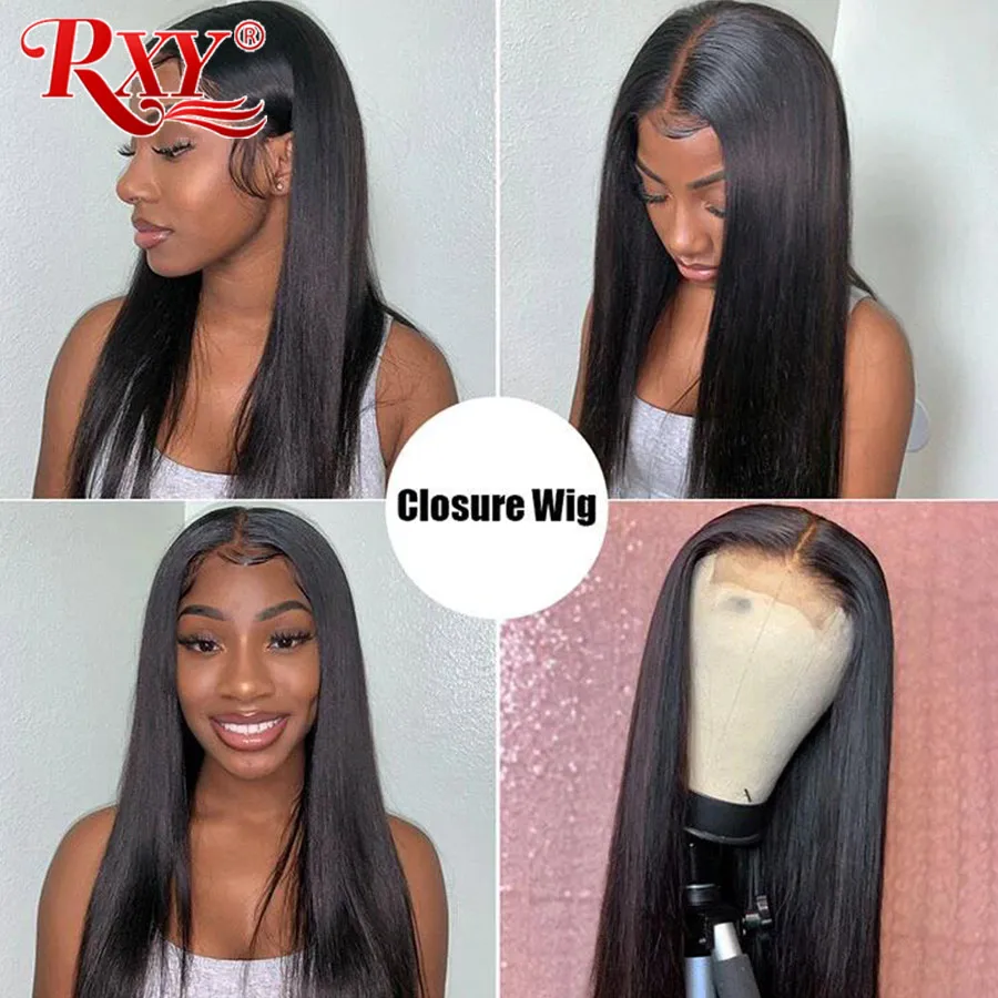 

RXY New T Part Transparent Lace Human Hair Wig 4x4 Lace Closure Wig Humam Hair Brazilian Straight Hair Wigs Pre Plucked
