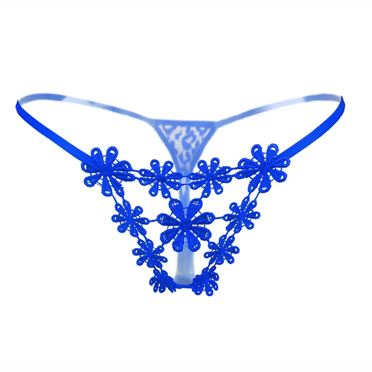 Flower embroidery sexy thongs women's low waist panties hollow temptation hot |
