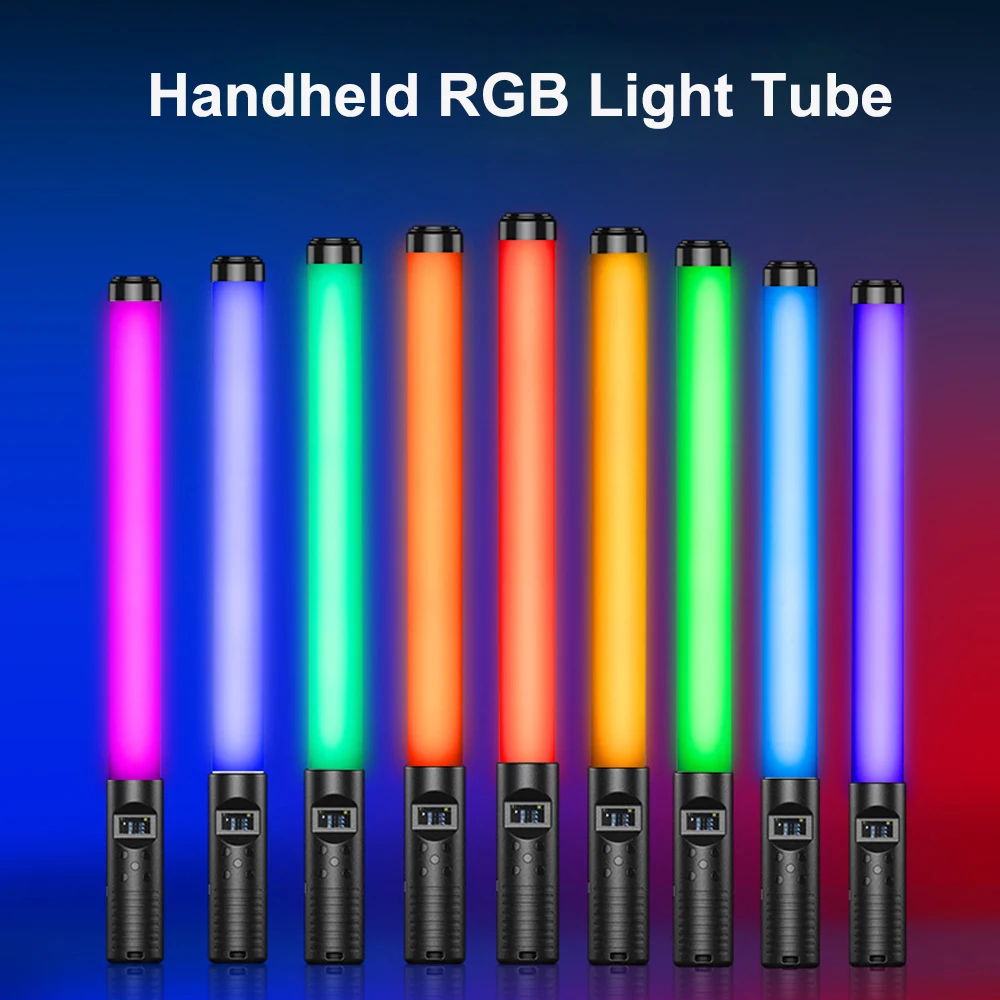 

Цветная (RGB) ручной светодиодный видео светильник трубки фотографии светильник палочка 3000K-6500K Диммируемые 10 светильник влияние для Vlog портр...