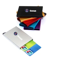 smart wallet automatically metal bank credit card holder thin id card case rfid for saab logo 03 10 9 3 9 5 93 95 9000 900