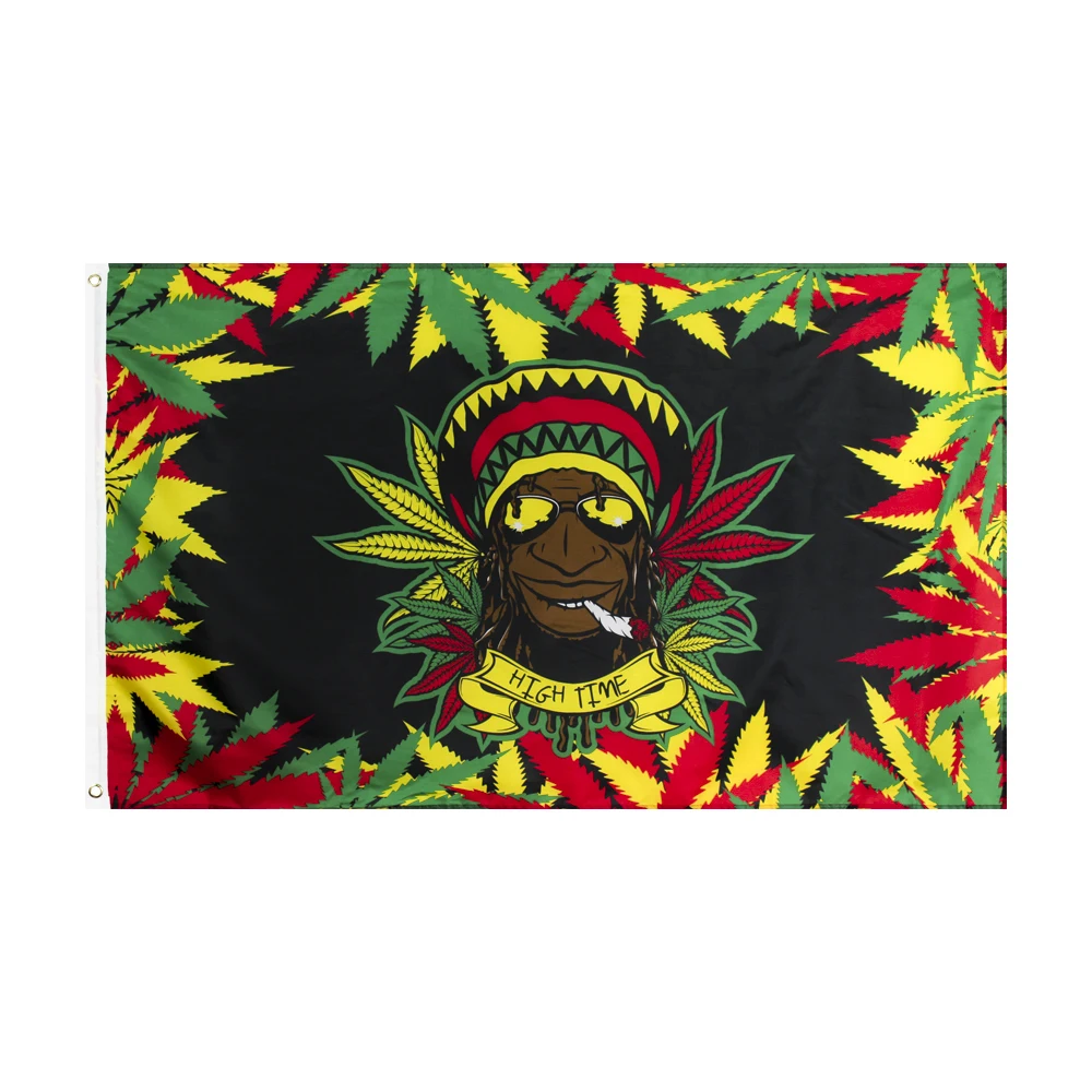 90X150cm высокое время 420 где то индийский Smoke Weed флаг для украшения бар вечерние