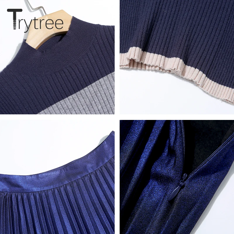 Trytree осенне-зимний комплект из двух предметов Повседневная водолазка вязаный