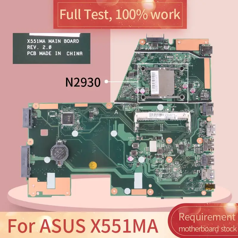 Материнская плата для ASUS X551MA REV.2.0 N2930 CPU DDR3 материнская ноутбука 100% рабочий