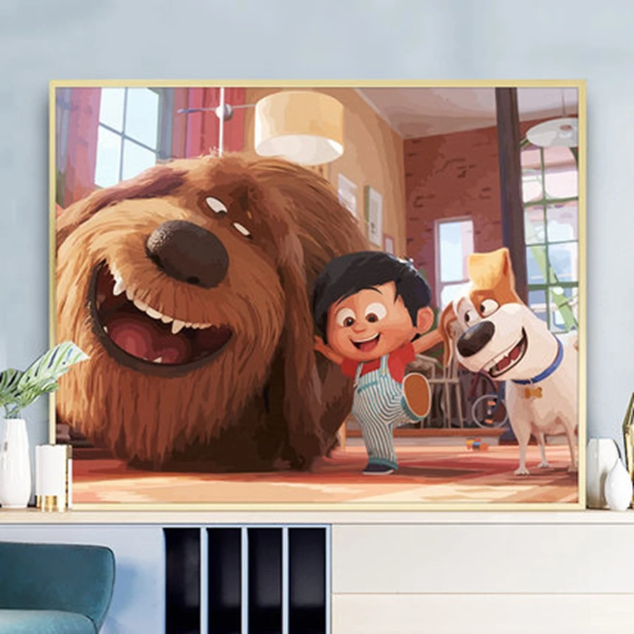 

Cartoon digital painting for adults by digital painting DIY kit hand-painted on canvas, framed oil painting pictures are colored