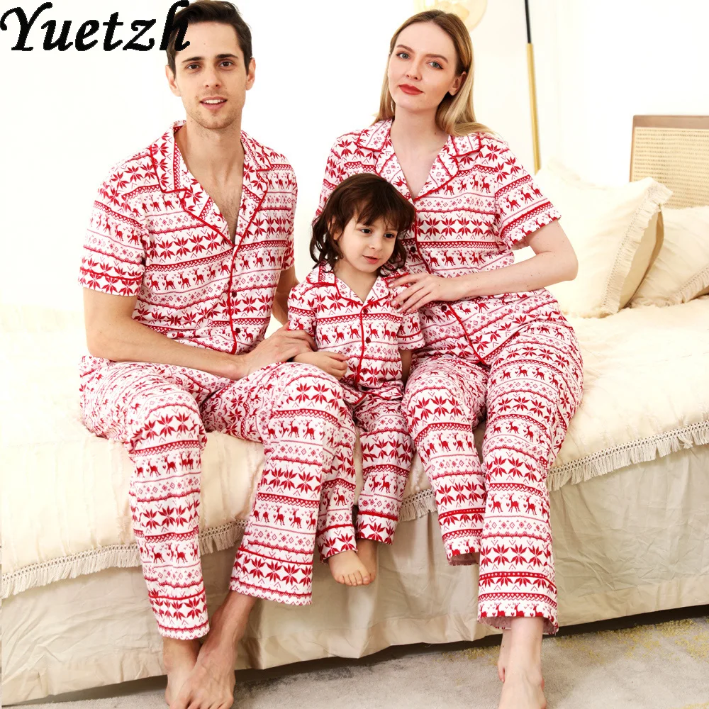 

2021 New Family Matching Outfits Clothes Christmas Home Sleeping Suits Sleepwear For Women Girls Kid Parents-Child Baby Men