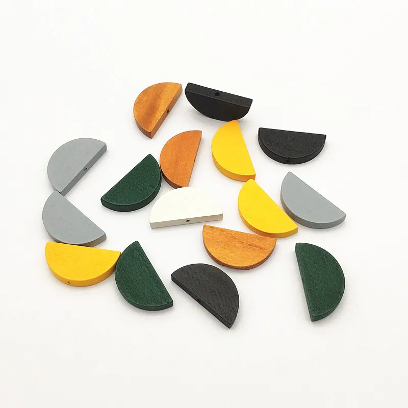 New arrival! 25x12.5mm 300pcs/lot Environmental Paint semicircle-shape Wood beads for jewelry DIY making( desgin as shown) | Украшения и