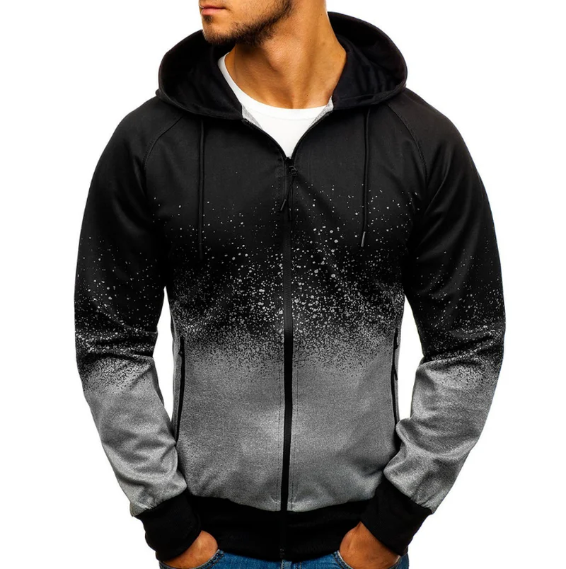 

NEW2021 for SO Car Logo Print Casual HipHop Harajuku Gradient color Hooded Mens Fleece Sweatshirts zipper Jacket