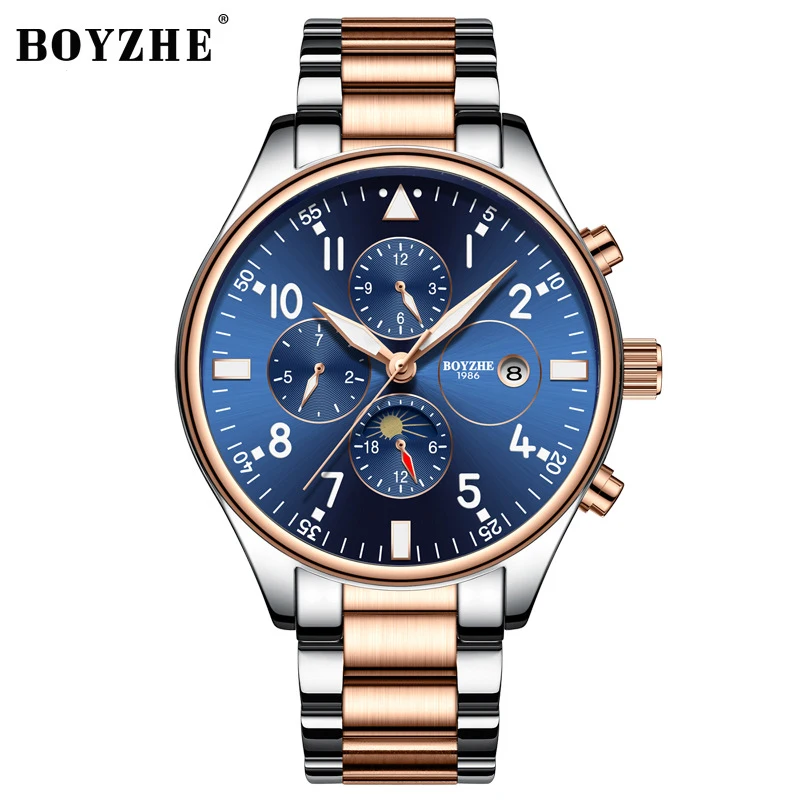 

Men's Watches Stainless Steel Automatic Mechanical Watch Men Waterproof Luxury Moon Phase Thin Business Watches For Men Relogio