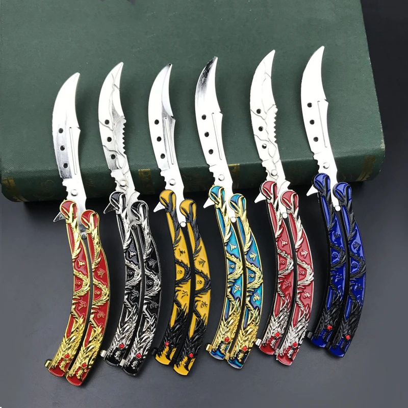 Нож бабочка без лопасти тупой инструмент для тренировки из нержавеющей стали