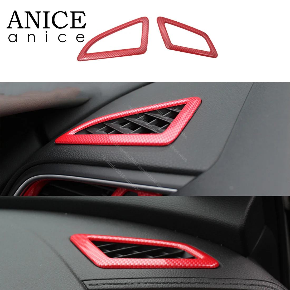 Накладка на вентиляционное отверстие из углеродного волокна красного цвета 2 шт.