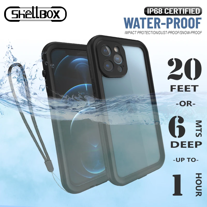 

Shellbox Waterproof Phone Case For iPhone 12 11 Pro Max Shockproof Diving Dustproof Cover for iPhone 7 8 Plus XR XS Max Cases