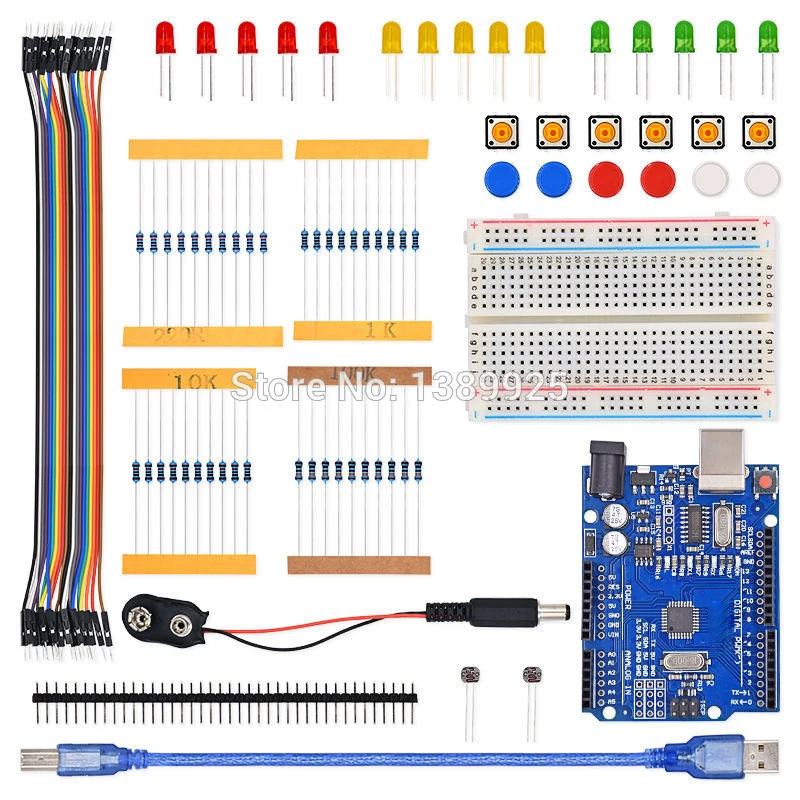 Стартовый набор R3 доска мини Макет светодиодный Перемычка провод кнопка для Arduino compatile