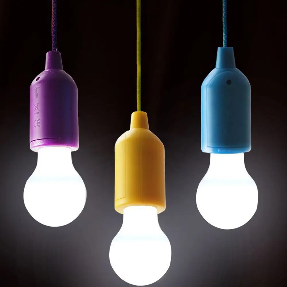 Креативная подвесная светодиодная лампа цветная Натяжной шнур лампочка для