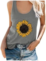 funny women plus size workout tank tops sunflower print graphic sleeveless scoop neck vest t shirt beach tunic shirts summer