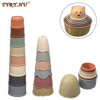 tyry hu baby stacking cup toys baby early educational toys stacking tower montessori toys baby bath toys children gift