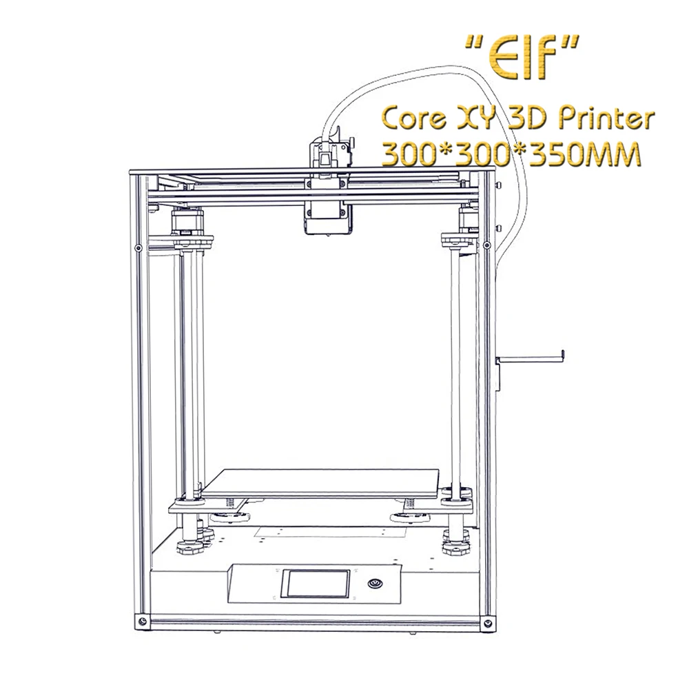 Креативный 3D CoreXY структура короткое расстояние Эльф 3D принтер, высокоточный алюминиевый профиль рама большая площадь Комплект двойной оси Z