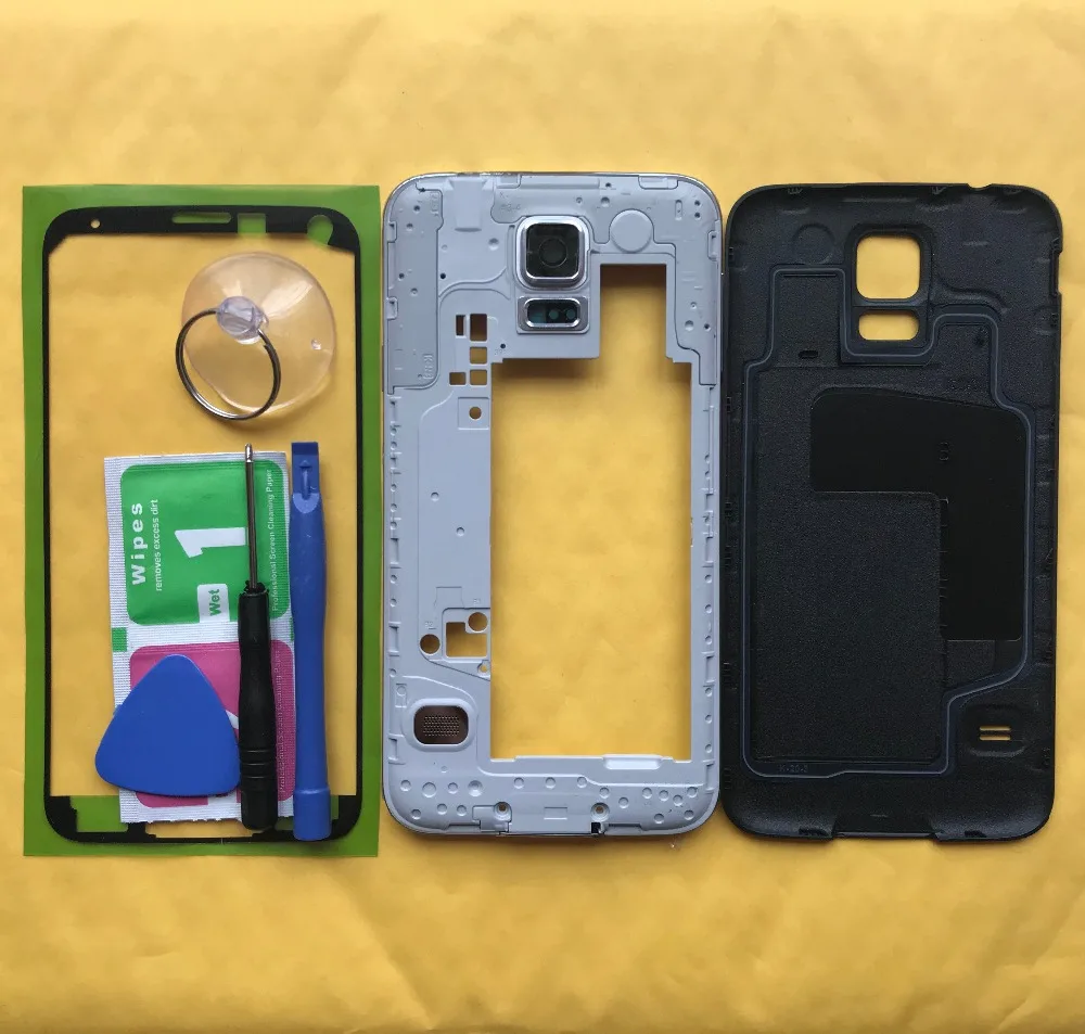 

Original Phone Housing Back Cases For Samsung Galaxy S5 G900A G900T G900 Mid Middle Frame With Rear Battery Door Cover
