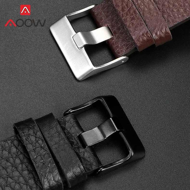 Ремешок из натуральной кожи для мужчин сменный Браслет с пряжкой нержавеющей