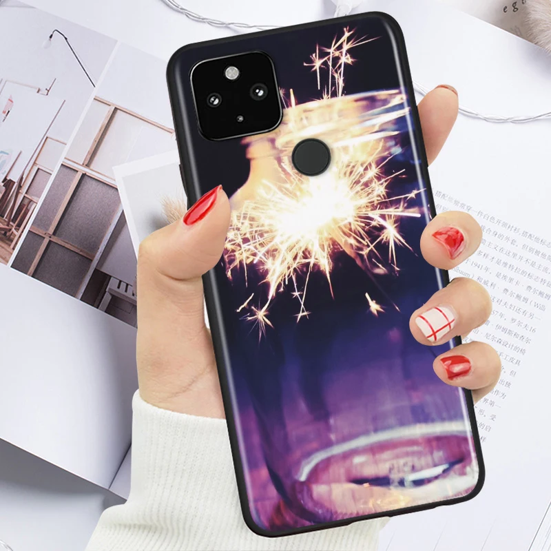 

Cute Love Heart Shockproof Cover for Google Pixel 5 4 4A XL 5G Black Phone Case Shell Soft Fundas Coque Capa