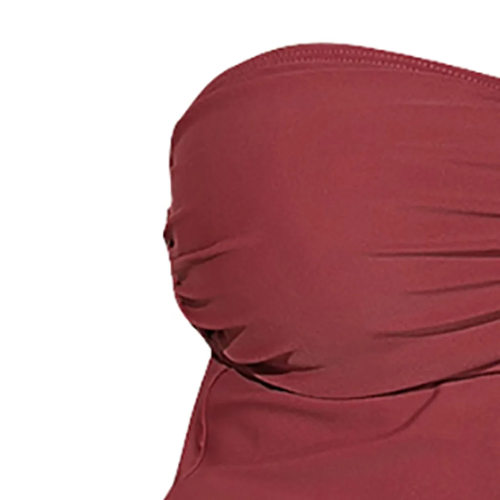 Новинка 2020 Цельный купальник Однотонный женский купальный костюм бандо без