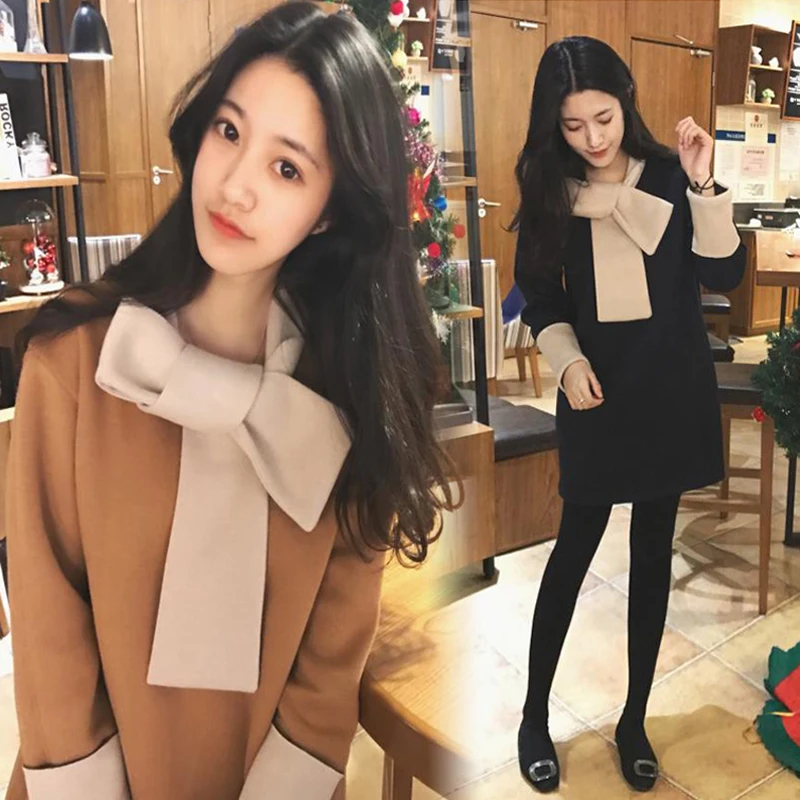 Платье для беременных осень/зима Модная одежда с длинными рукавами женщин Одежда