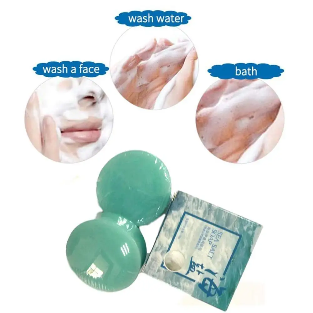 

Sea Salt Soap Removal Pimple Pores Acne Treatment Cleaner Milk Face Skin Care Wash Soap Goat Moisturizing Base R0D1