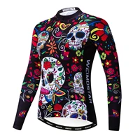 long sleeve cycling jerseys women bicycle clothing skull quick dry mountain bike clothes for sports