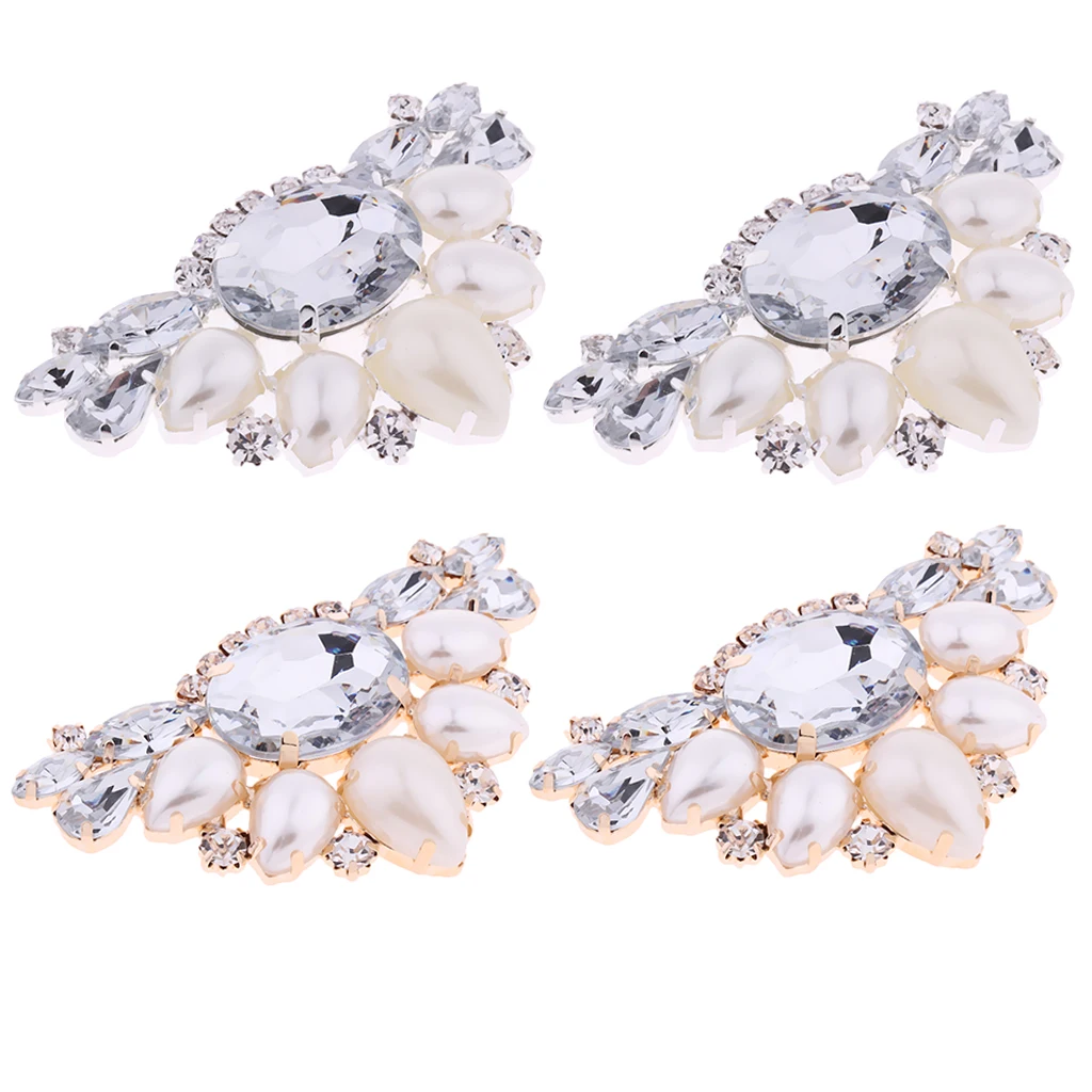 

4x Rhinestone Crystal Bridal Shoe Clip Hat Bag Decor Charms Buckle Jewelries
