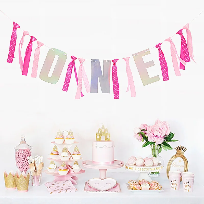 5 м Блестящий один баннер с надписью тканевая гирлянда кисточками для первого дня