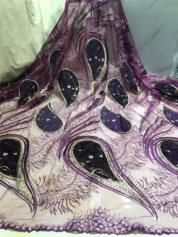 Высокое качество бархат вышитый бисером французская сетка африканская