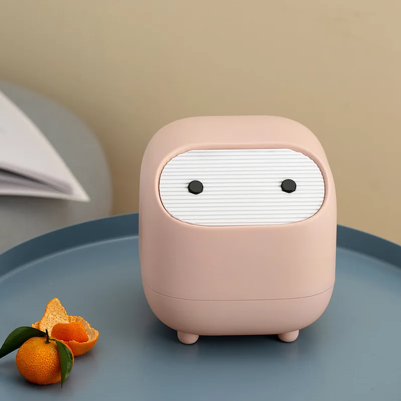 

Creative Mini Leuke Afvalbak Desktop Kleine Prullenbak Met Deksel Vuilnis Organizer Afneembare Pers-Type Cover Bureau Opslag