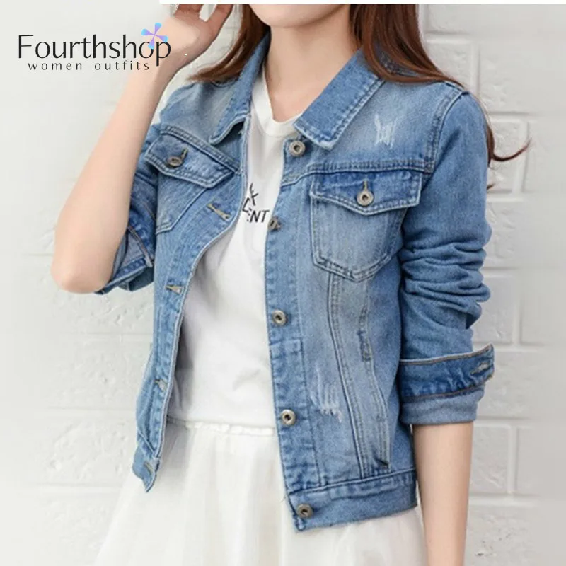 Винтажные джинсы куртка Женская Повседневная белая джинсовая и пальто Осень