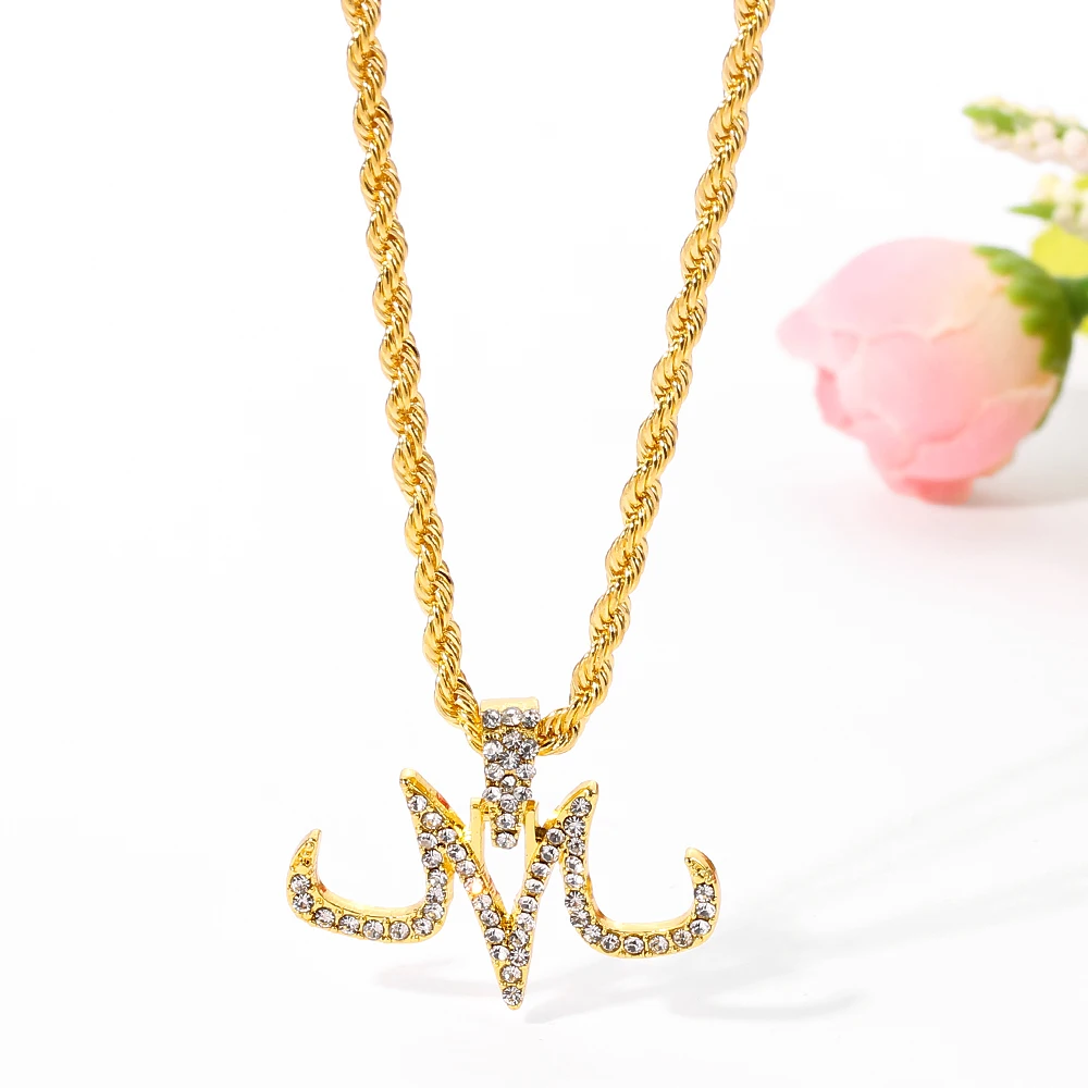 Ожерелье в стиле хип-хоп тату маджин-Буу кулон M Мирко-ПАВЕ CZ сверкающая цепочка