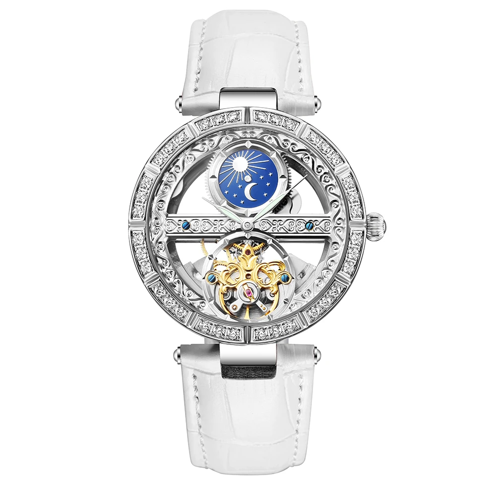 Top Brand Luxury Women Mechanical Watches Fashion Hollow Watch Ladies Stainless Steel Automatic Self-Wind Wrist Watch