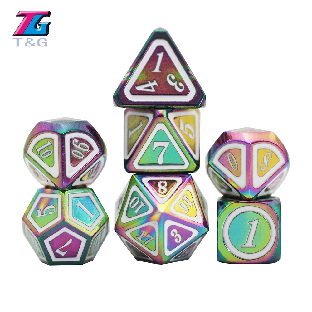7 штук Металлический Набор кубиков игра DND многогранный с сумкой для хранения