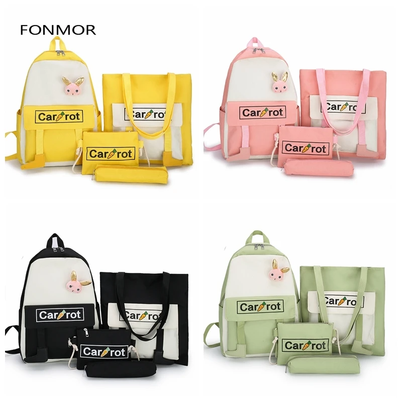 

4 шт./компл., школьные рюкзаки с принтом, школьный рюкзак, модный Детский милый рюкзак для детей, школьная сумка для девочек, Студенческая сум...