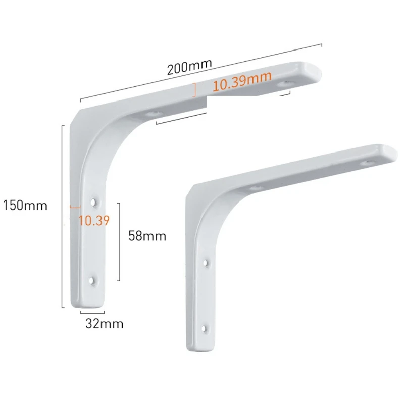 2 шт. кронштейны для полки утолщенные железные L-образные прямоугольные