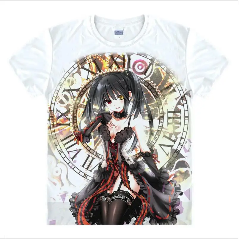 Kawaii Date a Live футболка Tokisaki Kurumi Yatogami Tenka Itsuka Kotori аниме милый мультяшный костюм для