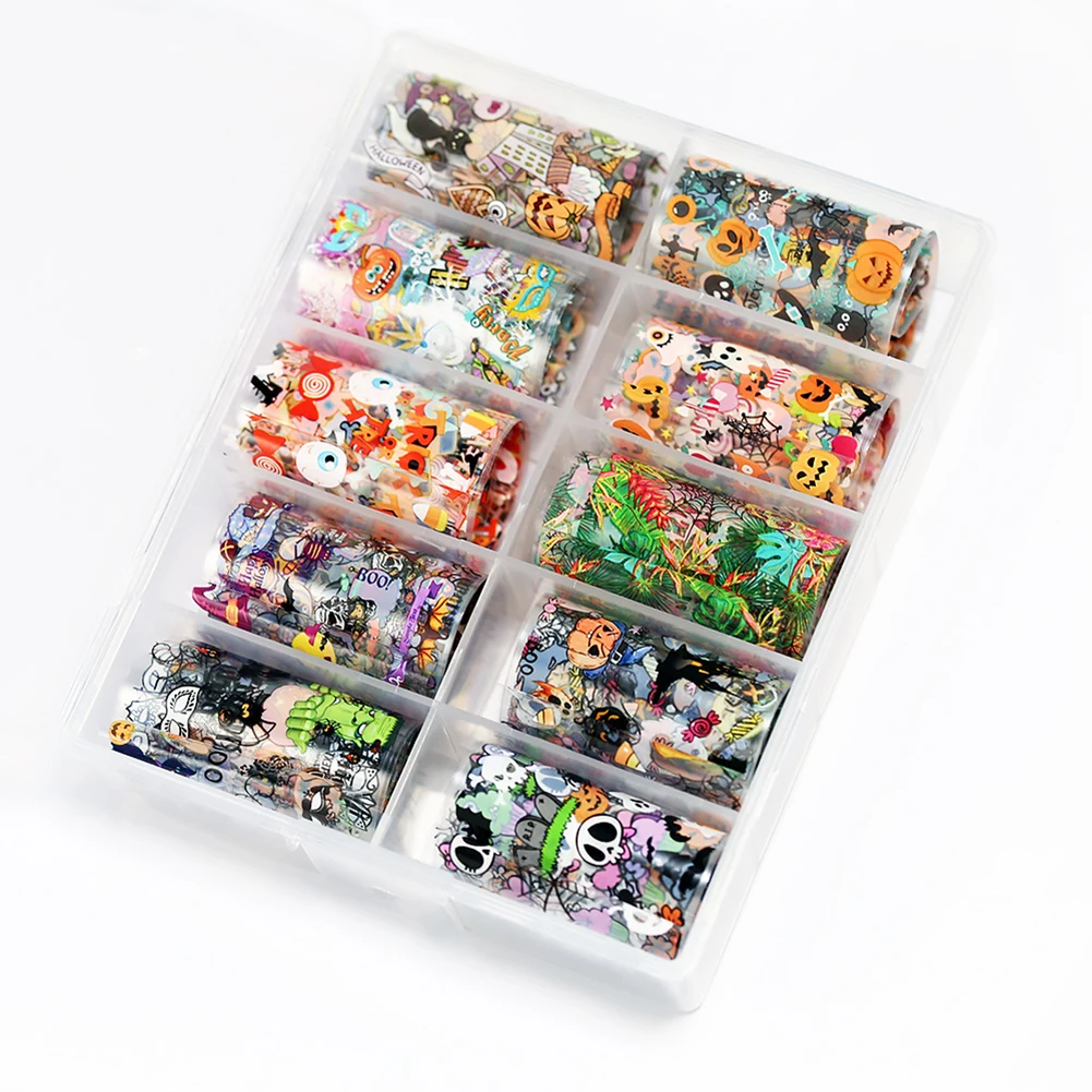 10 листов звезда на Хэллоуин небо дизайн ногтей Фольга переводная наклейка