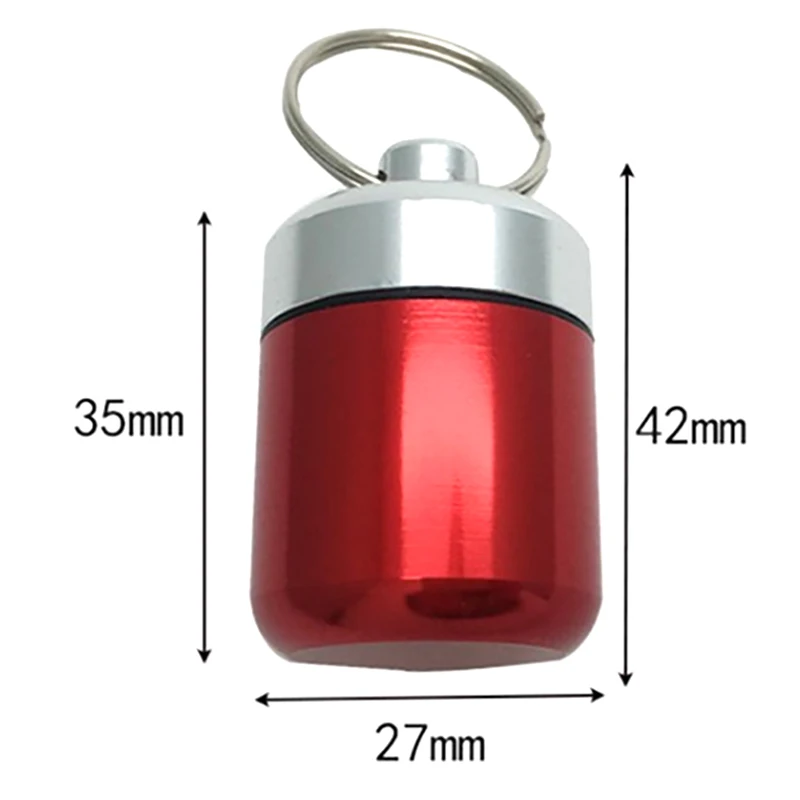 

Aluminum Waterproof Medicine Pill Box Case Bottle Holder Container 42*27mm