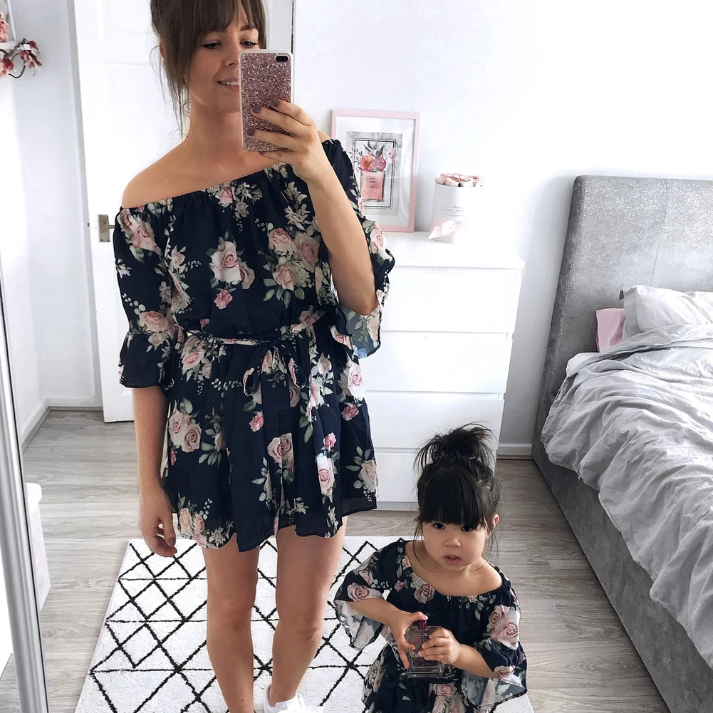 Платье для матери и дочери Pudcoco летнее с открытыми плечами в стиле бохо | Мать